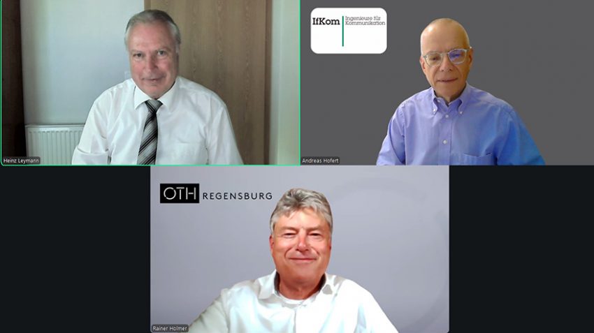 v.l.n.r.: Dr. Heinz Leymann (IfKom), Prof. Dr. Rainer Holmer (OTH Regensburg), Andreas Hofert (IfKom). Bild: IfKom